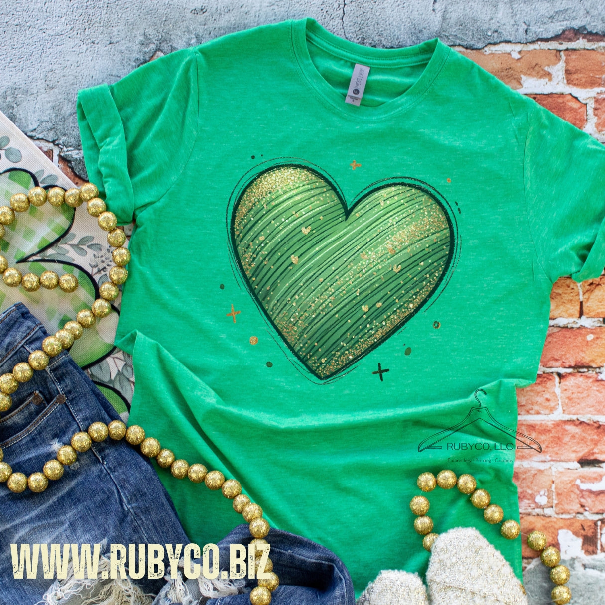 Green & Gold Heart - Short Sleeve Tee