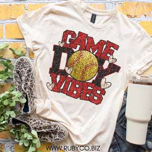 Game Day Vibes Softball - Natural Short Sleeve Tee