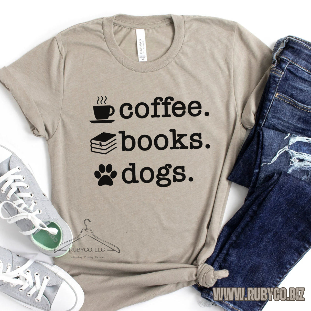 Coffee, Books, Dogs - Short Sleeve Tee